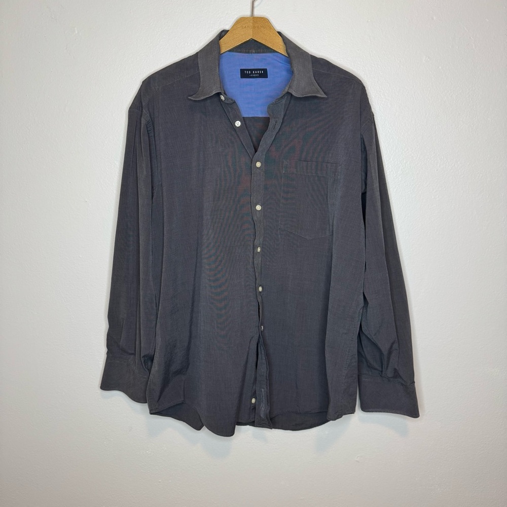 Ted Baker London Men’s Button Down Dress Shirt Charcoal Gray